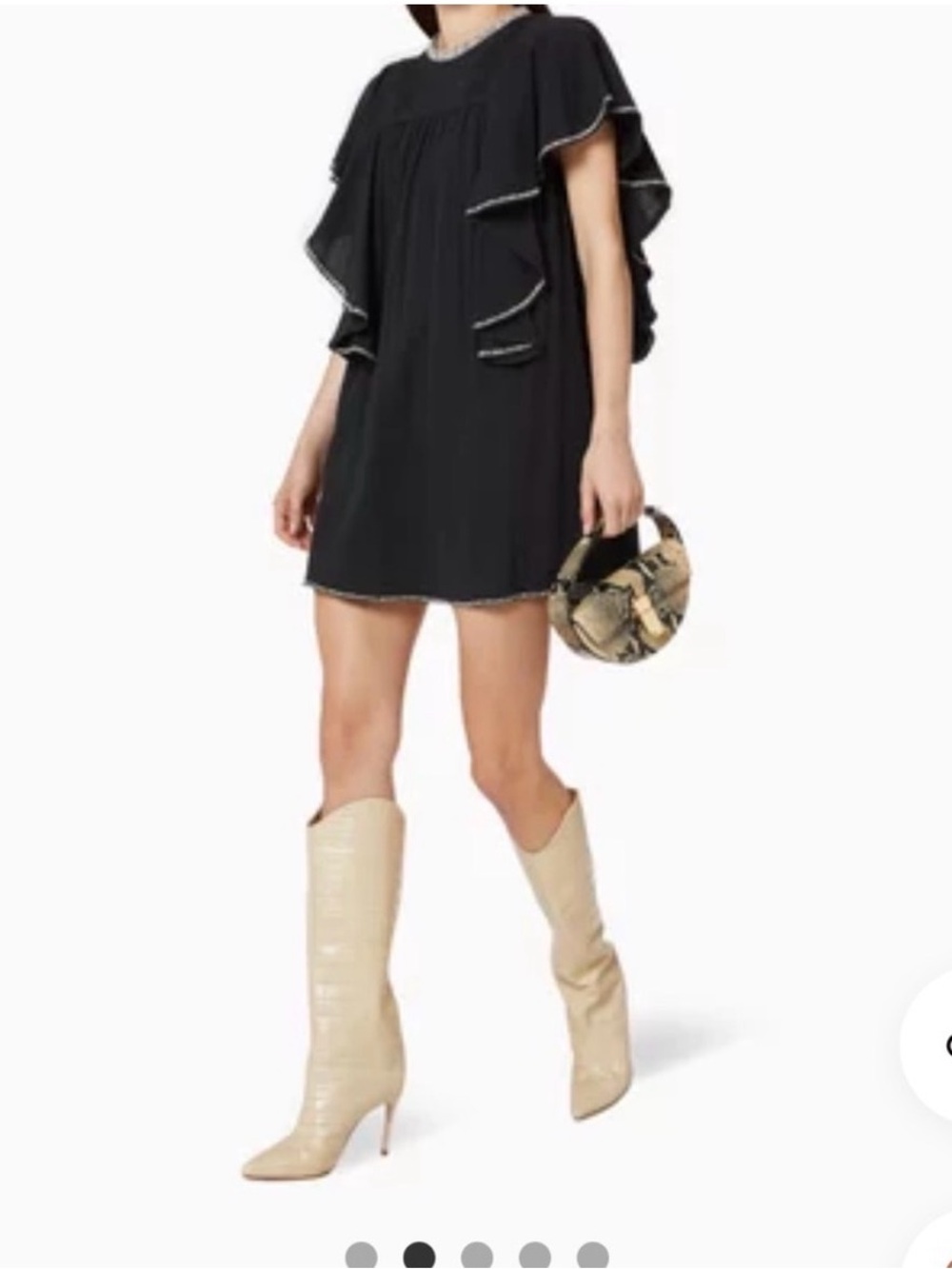 Isabel Marant Black Ruffle-Trim Mini Dress